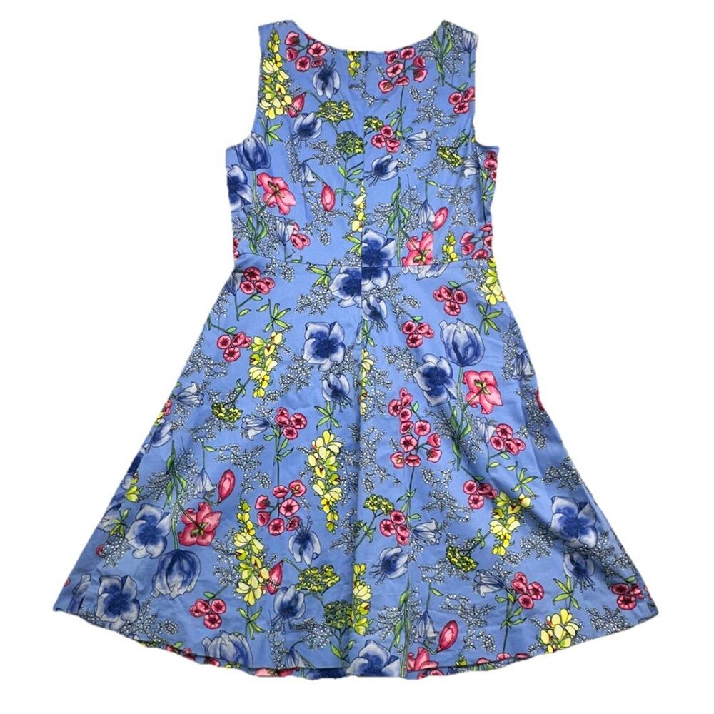 Talbots Dress Womens 10 Petite Blue Floral Spring Print Cotton Zip Back Cotton - Picture 6 of 6